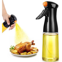 Oil Sprayer For Cooking, Upgraded Olive Oil Sprayer Bottle, Air Fryer Accessories, Oil Mister 7Oz/200Ml Oil Vinegar Spritzer, Kitchen Gadgets For Salad, Bbq, Roasting (Black)