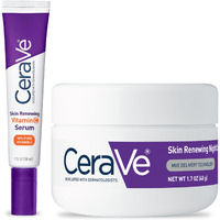 Cerave Vitamin C Serum And Night Cream Skin Care Set | Brightening Serum With 10% Pure Vitamin C And Night Moisturizer With Peptides| Hyaluronic Acid And Ceramides | 1Oz Serum + 1.7Oz Moisturizer