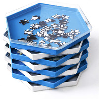 Becko Us Stackable Puzzle Sorting Trays Jigsaw Puzzle Sorters With Lid Puzzle Accessory For Puzzles Up To 1500 Pieces, 8 Hexagonal Trays In White & Blue