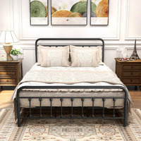 Dumee Metal Queen Bed Frame With Headboard And Footboard Farmhouse Platform Bed Frame Queen Size Under Bed Storage No Box Spring Needed, Textured Black