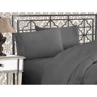 Elegant Comfort Wrinkle & Fade Resistant 1500 Thread Count - Damask Stripes Egyptian Quality Luxurious Silky Soft 4-Piece Sheet Set, Up To 16"" Deep Pocket, Queen, Gray