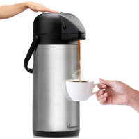 Airpot Coffee Dispenser With Pump - 102 Oz Insulated Stainless Steel Coffee Carafe - Thermal Beverage Dispenser - Thermos Urn For Hot/Cold Water, Party Chocolate Drinks