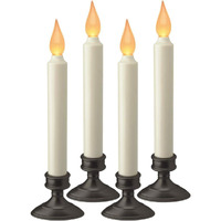 Xodus Innovations Fpc1205A-4 Battery Operated Led Window Candle, Dusk To Dawn Light Sensor, Aged Bronze Plastic Base, Amber Flicker Flame, 8-7/8 Inch