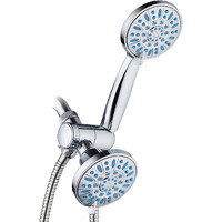 Aquadance Antimicrobial/Anti-Clog High-Pressure 30-Setting Combo Microban Nozzle Protection From Growth Of Mold Mildew & Bacteria For Stronger Shower Aqua, Chrome/Wave Blue Jets