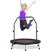 Zenova 40"" Mini Trampoline, Rebounder Trampoline Foldable Trampoline Indoor With Adjustable Bar Fitness Rebounder For Adults