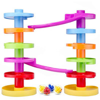 Ball Drop Educational Toy With Bridge - Advanced Spiral Swirl Ball Ramp Activity Playset For Toddlers