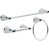 Franklin Brass Kinla (3-Pack) Bathroom Set Polished Chrome 24"" Towel Bar Racks,Toilet Paper Holder, Hand Towel Holder | Bathroom Accessory Set Towel Holder Hardware Set Kin3Pc-Pc