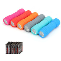 Everbrite 9-Led Flashlight 6-Pack Compact Handheld Torch Assorted Colors With Lanyard 3Aaa Battery Included (Hurricane Supplies, Camping), Gift To Halloween, Christmas