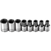 Powerbuilt 8 Piece 1/4"" Dr. Sae Spline Socket Set With Storage Tray - 642053, Silver
