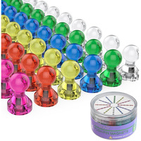 Push Pin Magnets, Fridge Magnets, Tiergrade 60 Pack 7 Assorted Color Strong Magnets, Use At Home School Classroom And Office Magnets, Magnets For Refrigerator Dry Erase Board And Whiteboard Magnets