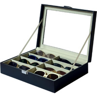 Unionplus 8-Slots Sunglasses Case Organizer, Eyeglass Glasses Display Holder Collector, Multiple Sunglasses Storage Case, Black