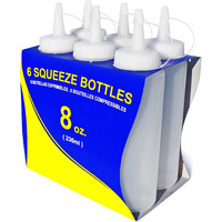 New Star Foodservice 26115 Squeeze Bottles, Plastic, 8 Oz, Clear, Pack Of 6