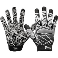 Cutters Game Day No Slip Football Gloves, Youth And Adult Sizes, Receiver Glove With High Tack Silicone Grip, Superior Support And Protection For All Ages, Guantes De Football, 1 Pair, Black