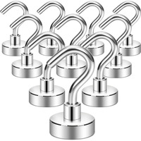 Neosmuk Magnetic Hooks,30Lb+ Heavy Duty Earth Magnets With Hook For Refrigerator, Extra Strong Cruise Hook For Hanging, Magnetic Hanger For Cabins, Grill (Silver White, Pack Of 10)
