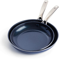 Blue Diamond Cookware Diamond Infused Ceramic Nonstick 9.5"" And 11"" Frying Pan Skillet Set, Pfas-Free, Dishwasher Safe, Oven Safe, Blue