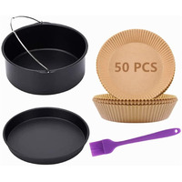 Air Fryer Accessories For Ninja Gowise Cosori Phillips Cozyna Gourmia Zeny, For 5.5/5.8/6.5 Qt With 7 Inch Cake Barrel,Pizza Pan And Nore