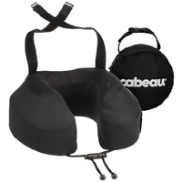 Cabeau Evolution S3 Travel Neck Pillow Memory Foam Neck Support, Adjustable Clasp, And Seat Strap Attachment - Comfort On-The-Go With Carrying Case For Airplane, Train, And Car (Jet Black)