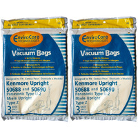Envirocare Replacement Micro Filtration Vacuum Cleaner Dust Bags Made To Fit Kenmore Upright Type U/L/O 50688 And 50690, Panasonic Type U-2, Miele Type Z 6 Pack