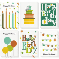 Juvale 48 Pack Happy Birthday Cards Bulk With Envelopes - Blank Inside - 6 Colorful Designs For Work, Men, Women, Kids, Family, Friends (4X6 In)