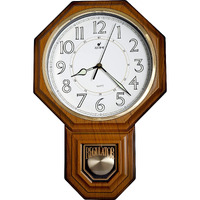 Justime Traditional Schoolhouse Pendulum Luminous Wall Clock Chimes Hourly With Westminster Melody Made In Taiwan (Pp0258-L-Lw Light Wood Grain)