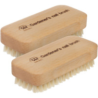 Redecker Beechwood Gardener's Nail Brush With Hard Plant Fiber Bristles, Set Of 2, 4-Inches