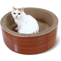 Fluffydream Scratchme Cat Scratcher Post & Board, Round Cat Scratching Lounge Bed, Durable Pad Prevents Furniture Damage, 17.32'' X 17.32''X 6.11''