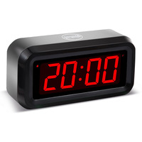 Timegyro Digital Alarm Clock Battery Operated With Led Display For Bedrooms, Long Battery Life For 12 Months, 3 Brightness Adjustable, 12/24 Hour, Snooze, Black Case With Red Digits