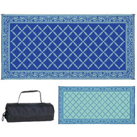 Stylish Camping 119183 9-Feet By 18-Feet Reversible Mat, Plastic Straw Rug, Large Floor Mat For Outdoors, Rv, Patio, Backyard, Picnic, Beach, Camping (Blue/Light-Green)
