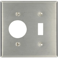 Leviton 84007 2-Gang 1-Toggle 1-Single 1.406-Inch Diameter, Device Combination Wallplate, Device Mount, Stainless Steel