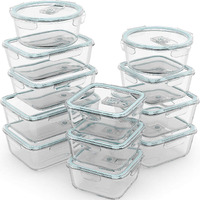 24 Pc Airtight Glass Food Storage Containers - Glass Meal Prep Containers - Freezer To Oven Safe - Steam Release Valve Bpa/Pvc Free - Airtight Glass Bento Boxes - Leak Proof (12 Lids & 12 Containers)
