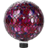 Lily's Home Colorful Mosaic Glass Gazing Ball, Designed With A Stunning Holographic Petal Mosaic Pattern To Bring Color To Any Home And Garden, Red, Blue & Purple (10 Inches Dia.)