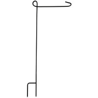Kinrex Garden Flag Pole Holder Stand - Black Metal Iron Wrought Stake Poles For Outdoor Garden Lawn Yard - 3 Piece Set - 35"" Tall X 15.5"" Wide