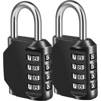 Fayleeko Combination Lock, 4 Digit Padlock For School Gym Sports Locker, Fence, Toolbox, Case, Hasp Cabinet Storage (2 Pack, Black)