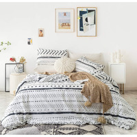 Yuheguoji Black White Aztec Duvet Cover King 100% Cotton Vintage Boho Duvet Cover 3 Pcs Set 1 Neutral Tribal Bohemian Duvet Cover With Zipper Ties 2 Pillowcase Aztec Striped Bedding Set Soft