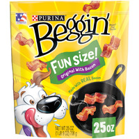 Purina Beggin' With Real Meat Dog Treats, Fun Size Original With Bacon Flavor - 25 Oz. Pouch