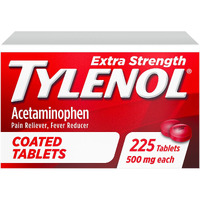 Tylenol Extra Strength Coated Tablets, Acetaminophen Adult Pain Relief & Fever Reducer, 225 Ct