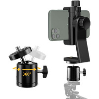 6Amlifestyle Cell Phone Tripod Mount Adapter With Tripod Ball Head 360 Rotatable For Universal Smartphone Samsung Galaxy Iphone Holder For Tripod Selfie Stick Monopod Etc