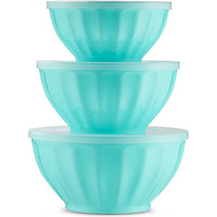 Godinger Mixing Bowls With Lids, Plastic Nesting Bowls Set, Food Storage Bowls, Microwave Safe Mixing Bowl Set, 3 Bowls 3 Lids