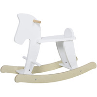 Qaba Wooden Rocking Horse Toddler Baby Ride-On Toys For Kids 1-3 Years With Classic Design & Solid Workmanship, White