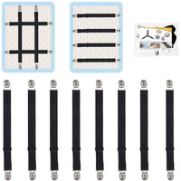 Qoecycth Adjustable Bed Sheet Straps Clips, Elastic Mattress Sheet Fasteners Holder And Suspenders, Grippers To Hold Sheet, Mattress, Sofa, Couch, Table Cloth, Ironing Board Cover, 8Pcs, Black