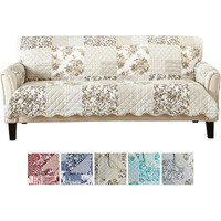Great Bay Home Patchwork Scalloped Printed Furniture Protector Stain Resistant Sofa Cover (Sofa, Taupe)