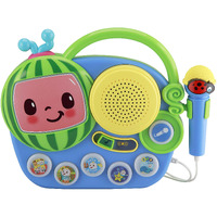 Ekids Auxiliary Cocomelon Toy Singalong Boombox With Microphone For Toddlers, Built-In Music And Flashing Lights, Fans Of Cocomelon Gifts