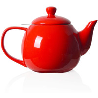 Sweejar Porcelain Teapot With Removable Stainless Steel Infuser,Microwave & Dishwasher Safe Tea Pots For Loose Tea,Tea Infuser Pots For Chrismas Women Gift (30Oz Red)