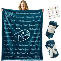 Gifts For Mom, Blanket For Mom Gifts, Mom Birthday Gifts From Daughter & Son, I Love You Mother Daughter Gift Ideas, Present For Mom Blanket, Best Mother In Law, Throw Blanket 65""    50"" (Coral Blue)