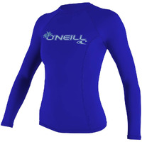 O'Neill Uv 50+ Sun Protection Womens Basic Skins Long Sleeve Crew Sun Shirt Rash Guard, Tahitian Blue, Large