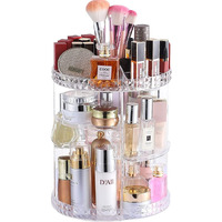 Cq Acrylic 360 Degree Rotating Skin Care Organizer Countertop For Vanit,Adjustable Make Up Holder Height,Clear Plastic Spinning Makeup Organizer For Skincare Beauty Product Bathroom Organizer,1Pcs