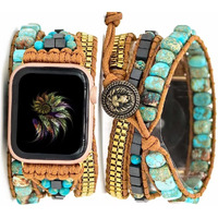 Somesame Compatible With Apple Watch Band 42Mm 44Mm 45Mm 46Mm 49Mm Women Boho Beaded Bracelets,Multilayer 3 Wraps Natural Turquoise Stone Handmade Strap For Iwatch Series 10 9 8 7 6 5 4 3 2 Se Ultra