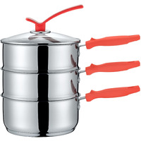 Concord 3 Quart Premium Double Boiler - Stainless Steel Multi Pot Steamer Cookware 2 Tiers (Induction Compatible)