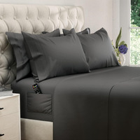 Dreamcare King Size Sheets Set - 6 Pcs Cooling Bed Sheets - Up To 15    Deep Pocket King Sheet Set - 2500 Supreme Collection - Oeko Tex Certified Sheets - Hotel Luxury With Side Pocket - Gray