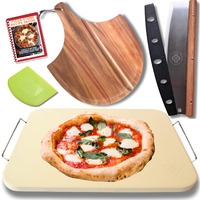 Pizza Stone For Oven Set - 15 Inch Pizza Stone For Grill - 5Pcs Pizza Accessories - Large Pizza Oven Stones - Baking Stone For Bread And Pizza, Baking Stones For Oven